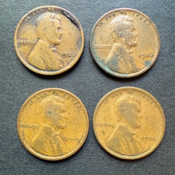 Lot of 4 Lincoln Wheat Cents 1C - 1919, 1920, 1925, 1926 - Picture 4 of 14